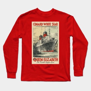 Cunard Line Ocean Liner RMS QUEEN ELIZABETH 1930s Fantasy Poster Long Sleeve T-Shirt